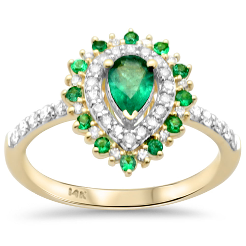 SPECIAL!.75ct G SI 14K Yellow Gold Diamond & Emerald Gemstone Ring Size 6.5