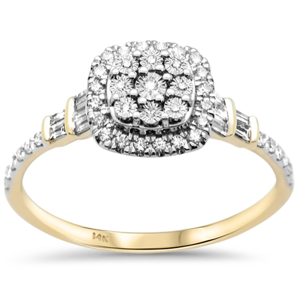 SPECIAL! .26ct G SI 14K Yellow Gold Round & Baguette Diamond Ring Size 6.5