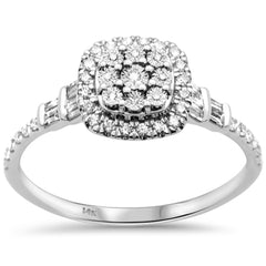 SPECIAL! .26ct G SI 14K White Gold Round & Baguette Diamond Ring Size 6.5