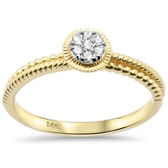 .07ct G SI 14K Yellow Gold Round Diamond Beaded Solitaire Style Ring Size 6.5