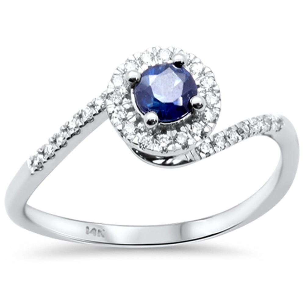 SPECIAL!.48ct G SI 14K White Gold Diamond & Blue Sapphire Gemstone Halo Ring Size 6.5