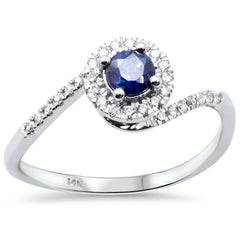 SPECIAL!.48ct G SI 14K White Gold Diamond & Blue Sapphire Gemstone Halo Ring Size 6.5