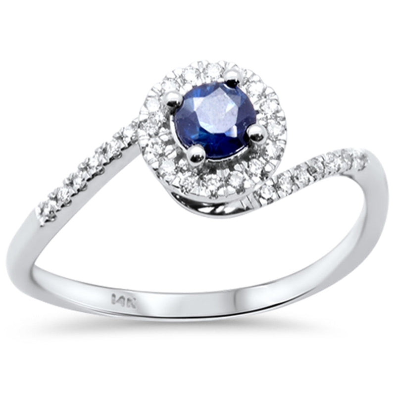 SPECIAL!.48ct G SI 14K White Gold Diamond & Blue Sapphire Gemstone Halo Ring Size 6.5