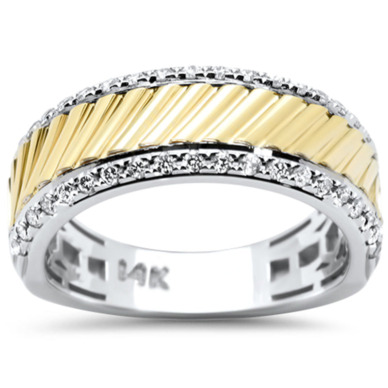 SPECIAL! .52ct G SI 14K Two Tone White & Yellow Gold Diamond Men's Band Ring Size 10