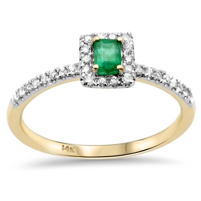 SPECIAL! .38ct G SI 14K Yellow Gold Diamond & Emerald Gemstone Ring Size 6.5