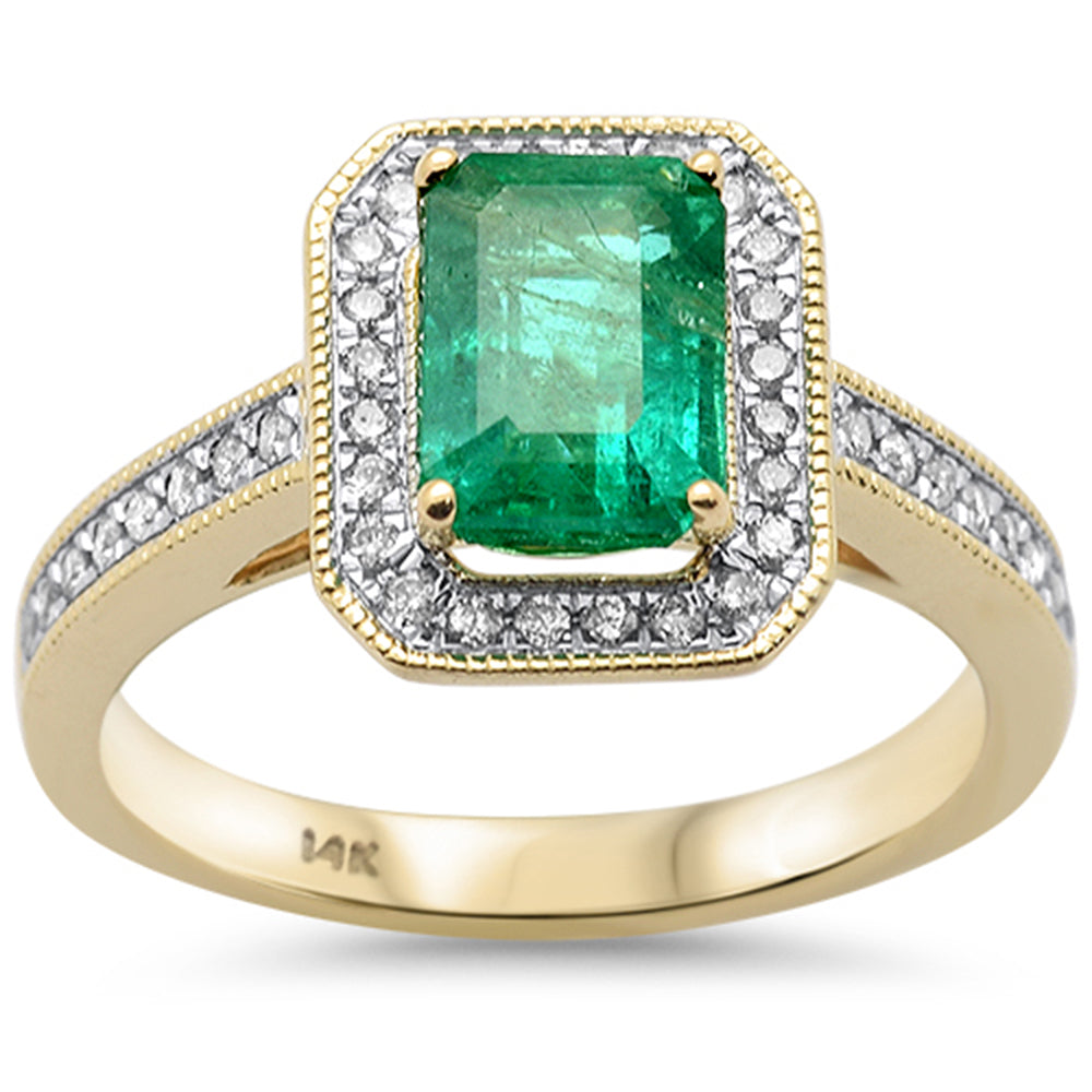 SPECIAL!1.80ct G SI 14K Yellow Gold Diamond & Emerald Gemstone Ring Size 6.5