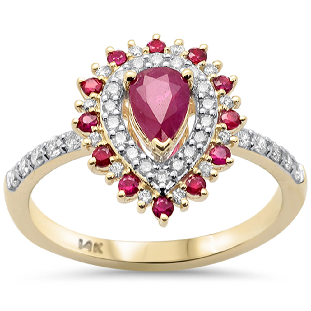 SPECIAL!1.00ct G SI 14K Yellow Gold Diamond & Ruby Gemstone Ring Size 6.5