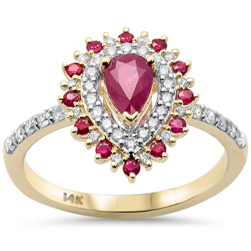SPECIAL!1.00ct G SI 14K Yellow Gold Diamond & Ruby Gemstone Ring Size 6.5
