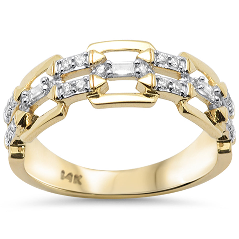 SPECIAL! .21ct G SI 14K Yellow Gold Diamond Link Chain Band Ring Size 6.5