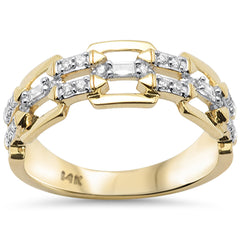 SPECIAL! .21ct G SI 14K Yellow Gold Diamond Link Chain Band Ring Size 6.5