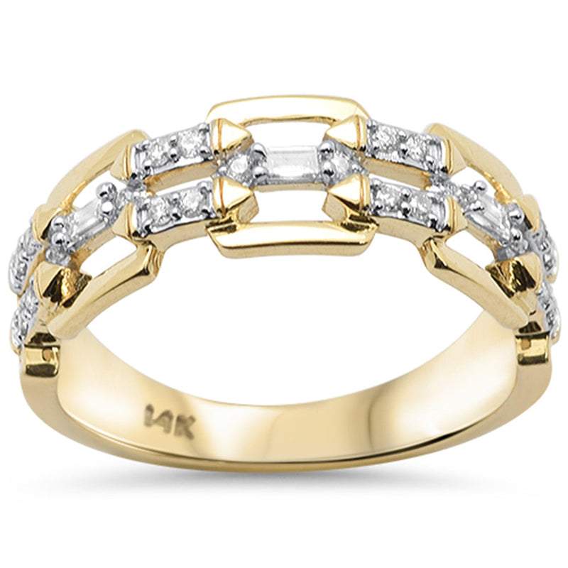 SPECIAL! .21ct G SI 14K Yellow Gold Diamond Link Chain Band Ring Size 6.5