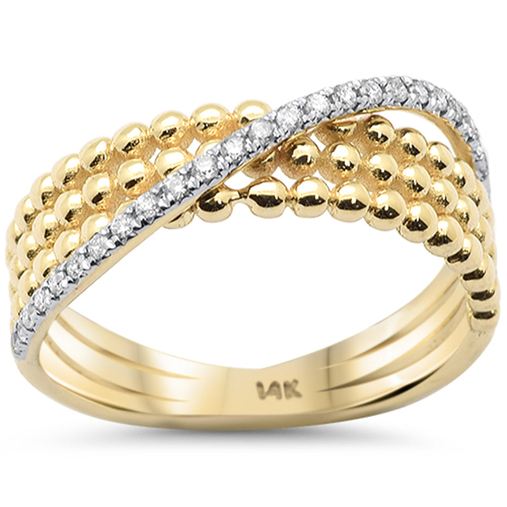 SPECIAL!.14ct G SI 14K Yellow Gold Diamond Beaded Wrap Around Band Ring Size 6.5