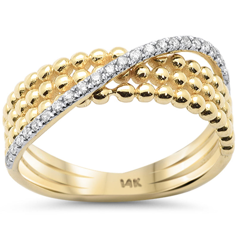 SPECIAL!.14ct G SI 14K Yellow Gold Diamond Beaded Wrap Around Band Ring Size 6.5