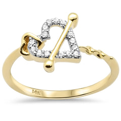 .11ct G SI 14K Yellow Gold Diamond Interlocking Hearts Ring Size 6.5