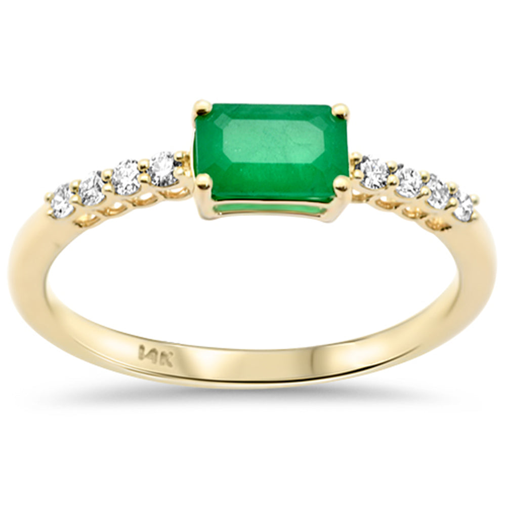 SPECIAL!.65ct G SI 14K Yellow Gold Diamond & Emerald Gemstone Ring Size 6.5