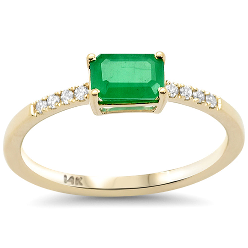 SPECIAL! .65ct G SI 14K Yellow Gold Diamond & Emerald Gemstone Ring Size 6.5