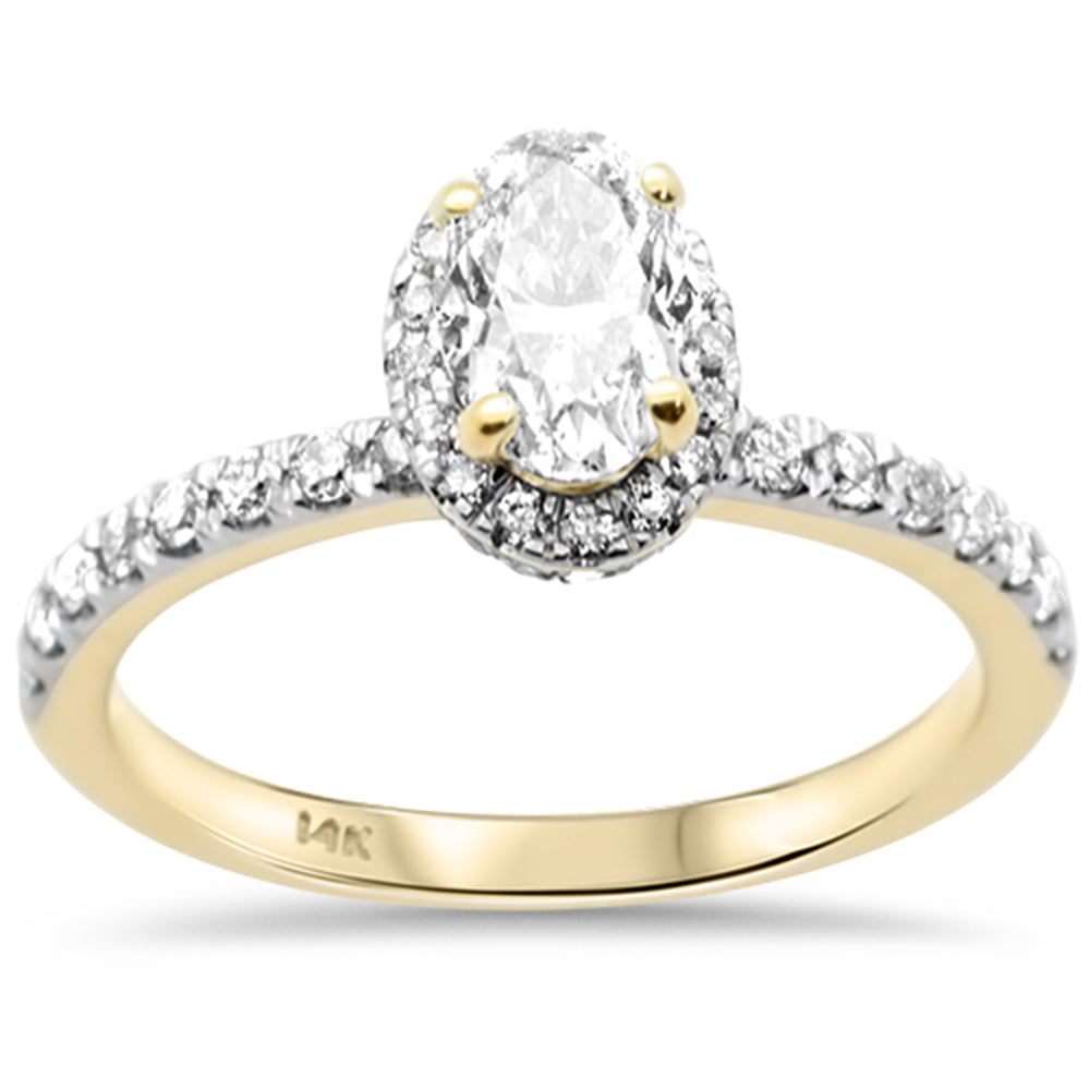 SPECIAL!1.23ct G SI 14K Yellow Gold Oval Diamond Halo Engagement Ring Size 6.5