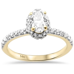 SPECIAL!1.23ct G SI 14K Yellow Gold Oval Diamond Halo Engagement Ring Size 6.5