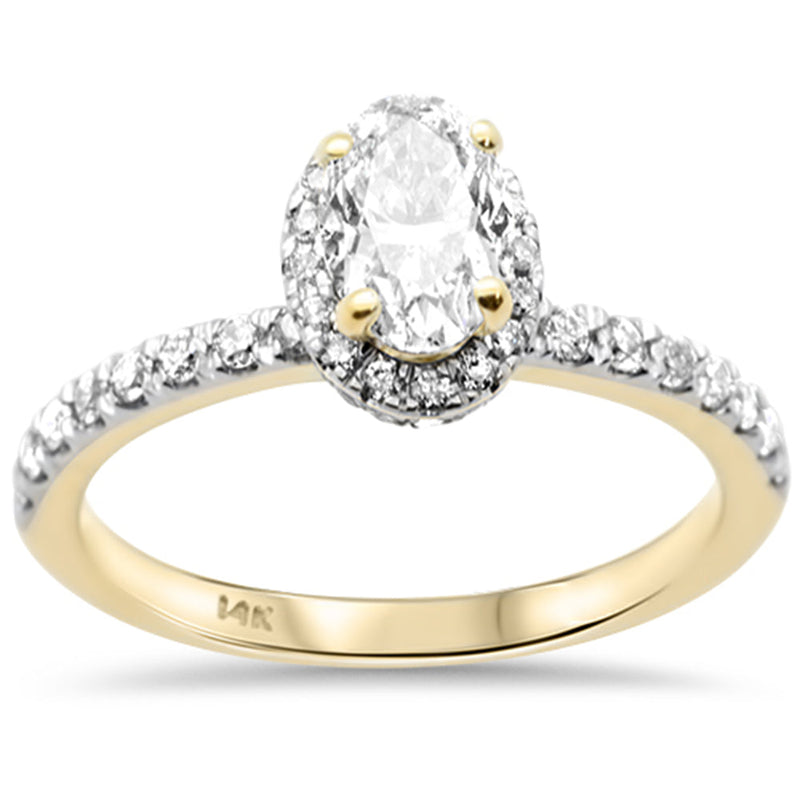 SPECIAL!1.23ct G SI 14K Yellow Gold Oval Diamond Halo Engagement Ring Size 6.5