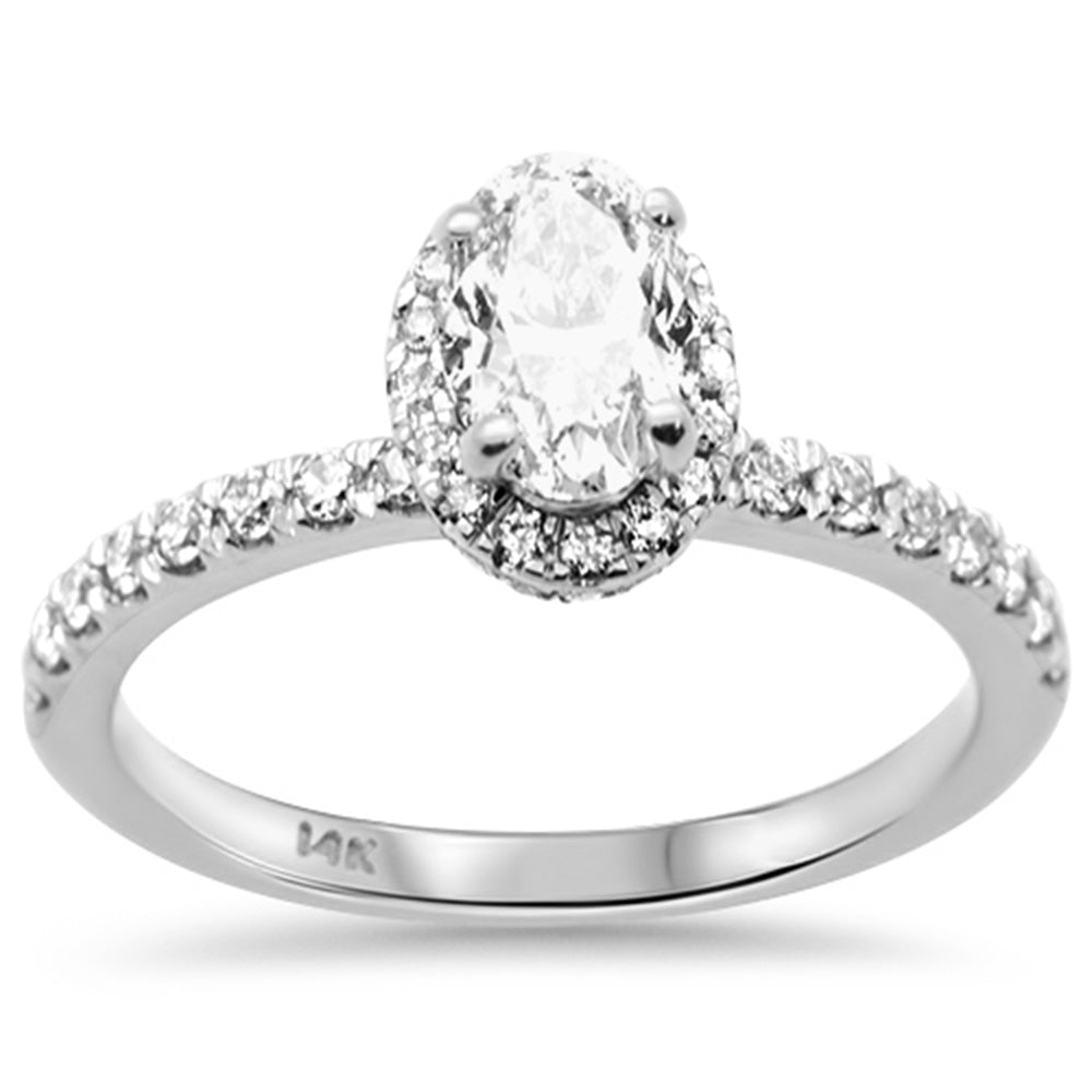 SPECIAL!1.08ct G SI 14K White Gold Oval Diamond Halo Engagement Ring Size 6.5