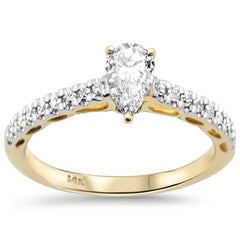 SPECIAL!.71ct G SI 14K Yellow Gold Pear Shape Diamond Engagement Ring Size 6.5