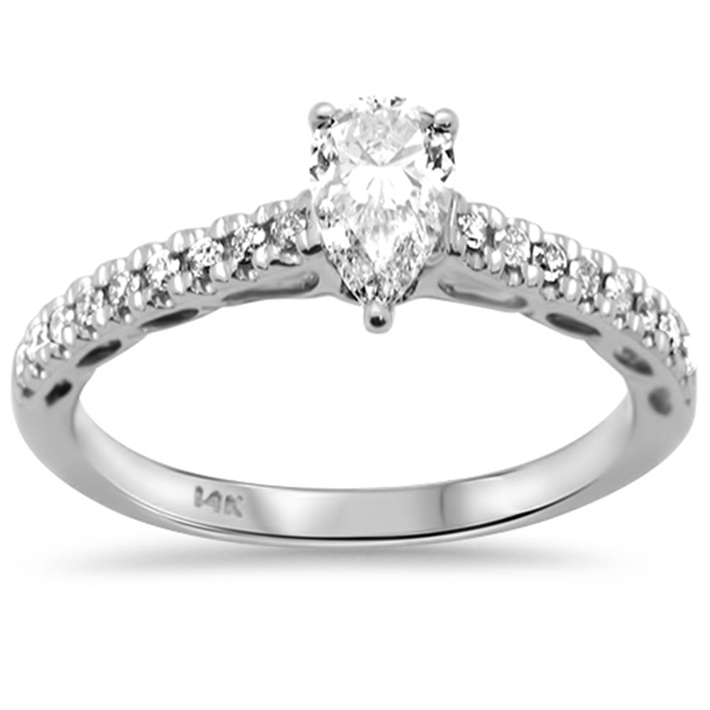 SPECIAL!.71ct G SI 14K White Gold Pear Shape Diamond Engagement Ring Size 6.5