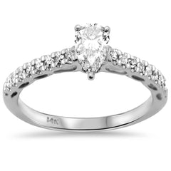 SPECIAL!.71ct G SI 14K White Gold Pear Shape Diamond Engagement Ring Size 6.5