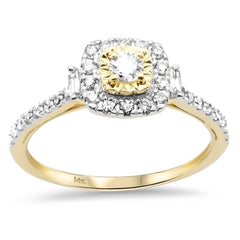 SPECIAL!.46ct G SI 14K Yellow Gold Round & Baguette Diamond Engagement Ring Size 6.5