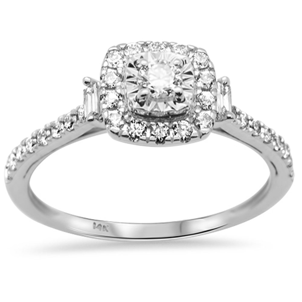 SPECIAL!.46ct G SI 14K White Gold Round & Baguette Diamond Engagement Ring Size 6.5
