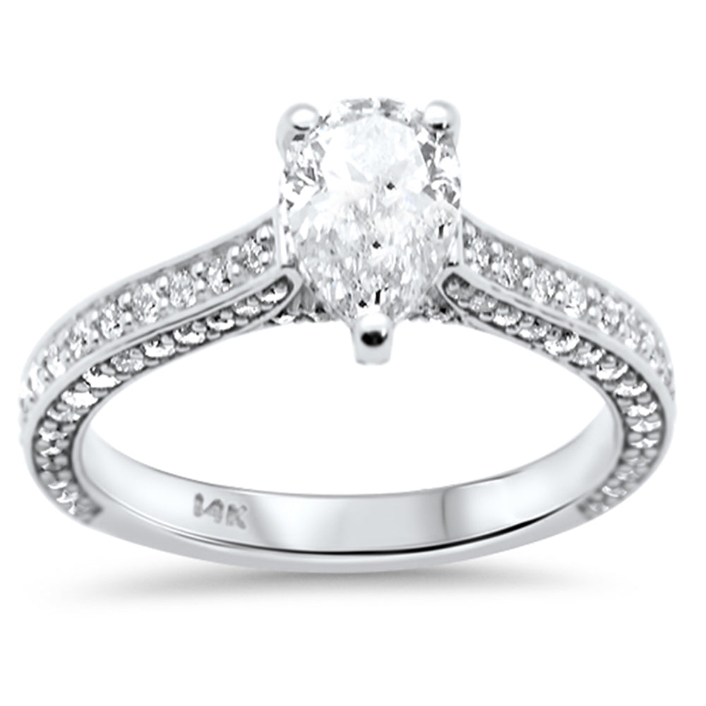 SPECIAL!1.81ct G SI 14K White Gold Pear Shape Diamond Engagement Ring Size 6.5