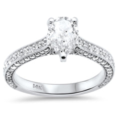 SPECIAL!1.81ct G SI 14K White Gold Pear Shape Diamond Engagement Ring Size 6.5