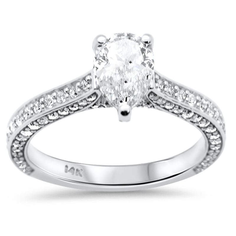 SPECIAL!1.81ct G SI 14K White Gold Pear Shape Diamond Engagement Ring Size 6.5