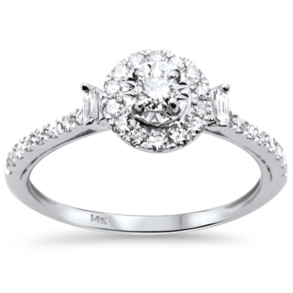 SPECIAL!.48ct G SI 14K White Gold Round & Baguette Diamond Engagement Ring Size 6.5
