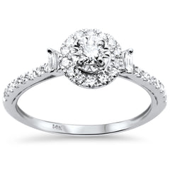 SPECIAL!.48ct G SI 14K White Gold Round & Baguette Diamond Engagement Ring Size 6.5