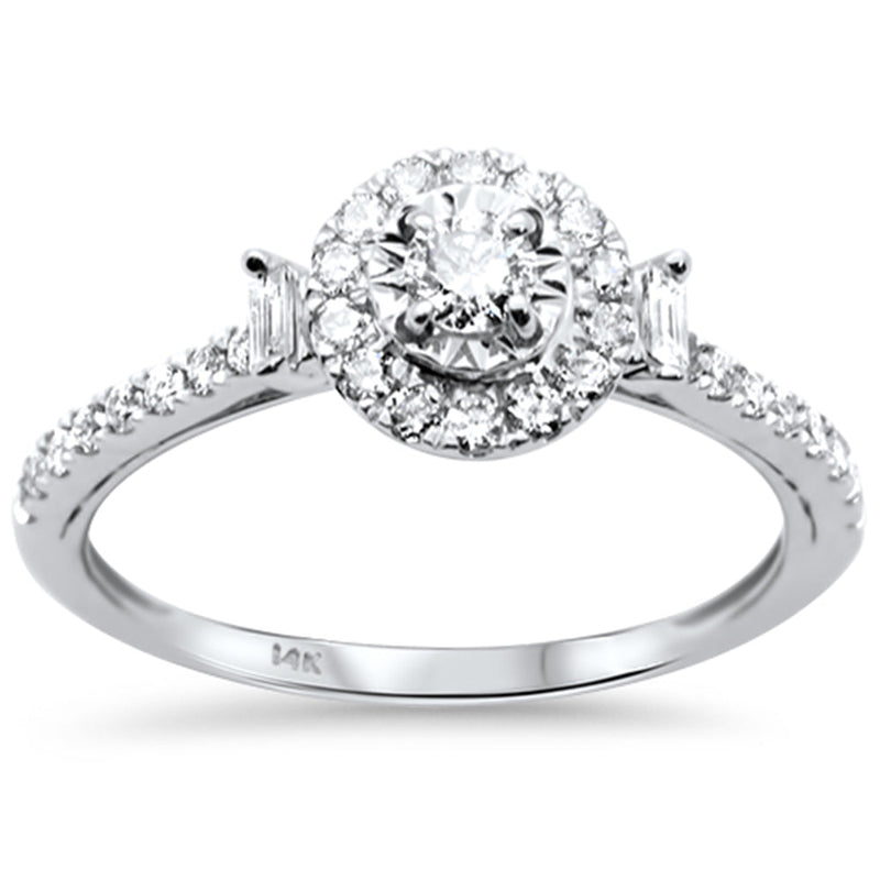 SPECIAL!.48ct G SI 14K White Gold Round & Baguette Diamond Engagement Ring Size 6.5