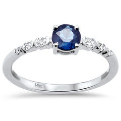 SPECIAL! .56ct G SI 14K White Gold Diamond & Blue Sapphire Gemstone Ring Size 6.5