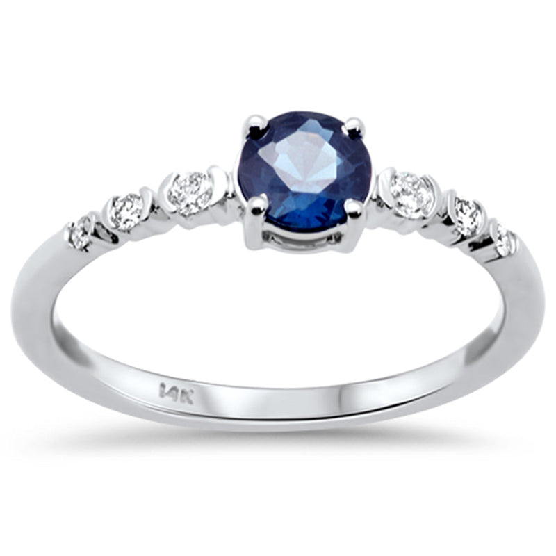 SPECIAL! .56ct G SI 14K White Gold Diamond & Blue Sapphire Gemstone Ring Size 6.5