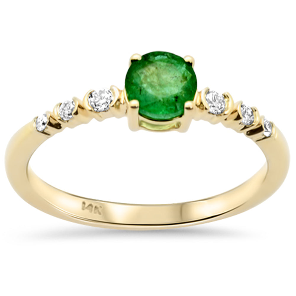 SPECIAL! .60ct G SI 14K Yellow Gold Diamond & Emerald Gemstone Ring Size 6.5