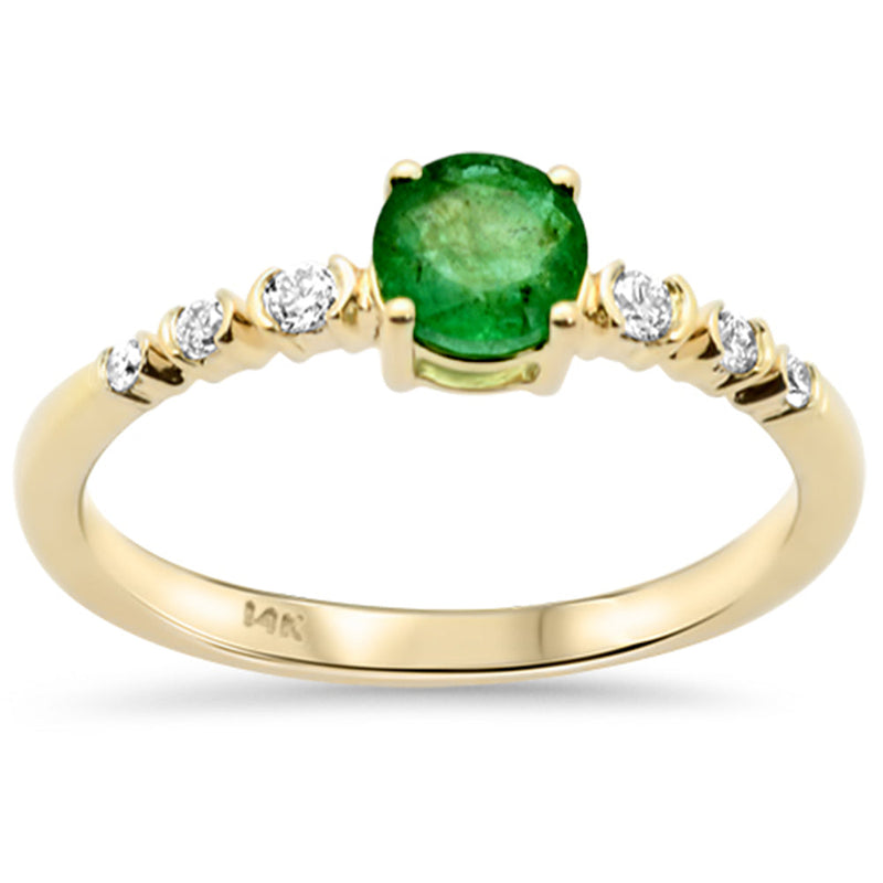 SPECIAL! .60ct G SI 14K Yellow Gold Diamond & Emerald Gemstone Ring Size 6.5