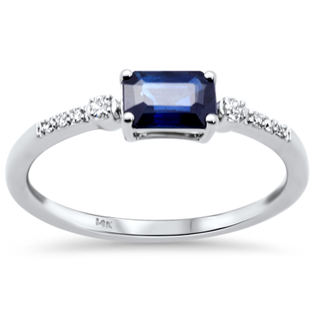 SPECIAL! .78ct G SI 14K White Gold Diamond & Blue Sapphire Gemstone Ring Size 6.5