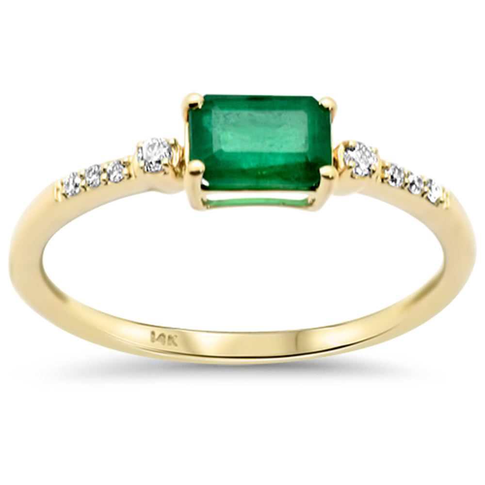 SPECIAL! .61ct G SI 14K Yellow Gold Diamond & Emerald Gemstone Ring Size 6.5