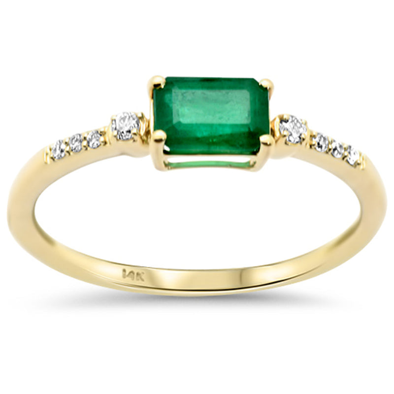 SPECIAL! .61ct G SI 14K Yellow Gold Diamond & Emerald Gemstone Ring Size 6.5