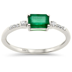 SPECIAL! .60ct G SI 14K White Gold Diamond & Emerald Gemstone Ring Size 6.5