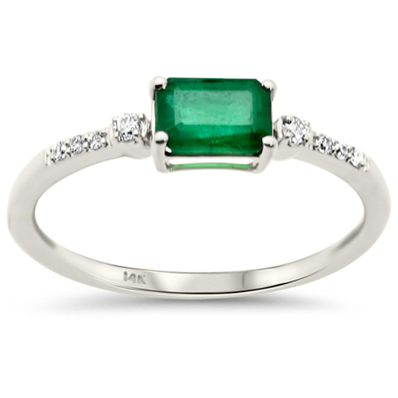 SPECIAL! .60ct G SI 14K White Gold Diamond & Emerald Gemstone Ring Size 6.5