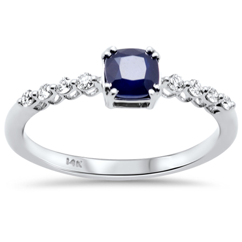 SPECIAL! .72ct G SI 14K White Gold Diamond & Blue Sapphire Gemstone Ring Size 6.5
