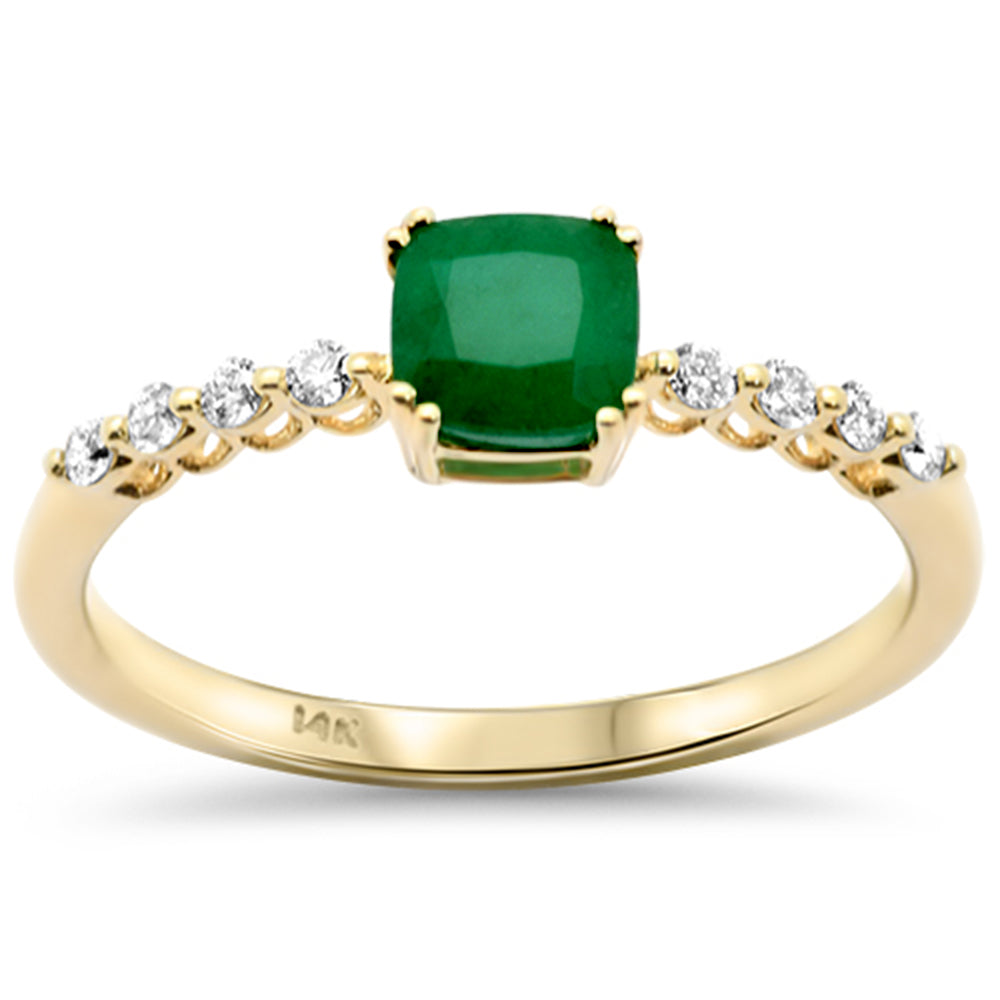 SPECIAL!.79ct G SI 14K Yellow Gold Diamond & Emerald Gemstone Ring Size 6.5