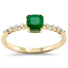 SPECIAL!.79ct G SI 14K Yellow Gold Diamond & Emerald Gemstone Ring Size 6.5