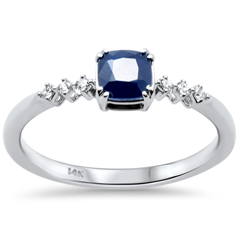SPECIAL! .70ct G SI 14K White Gold Diamond & Blue Sapphire Gemstone Ring Size 6.5