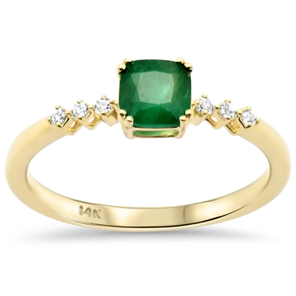 SPECIAL! .50ct G SI 14K Yellow Gold Diamond & Emerald Gemstone Ring Size 6.5