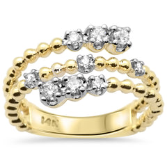 SPECIAL!.27ct G SI 14K Yellow Gold Diamond Beaded Wrap Around Ring Size 6.5